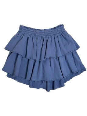 Aerie 100% Cotton Tiered Knit Mini Skirt Blue Size Medium